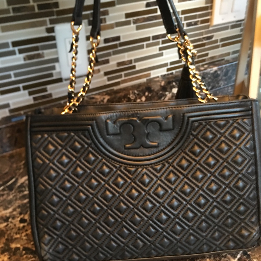 Tory Burch leather Fleming Open Shoulder Bag